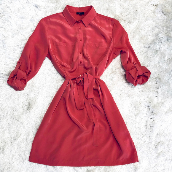 Chic by Jacob Deep Coral Shirt Dress - Picture 5 of 6
